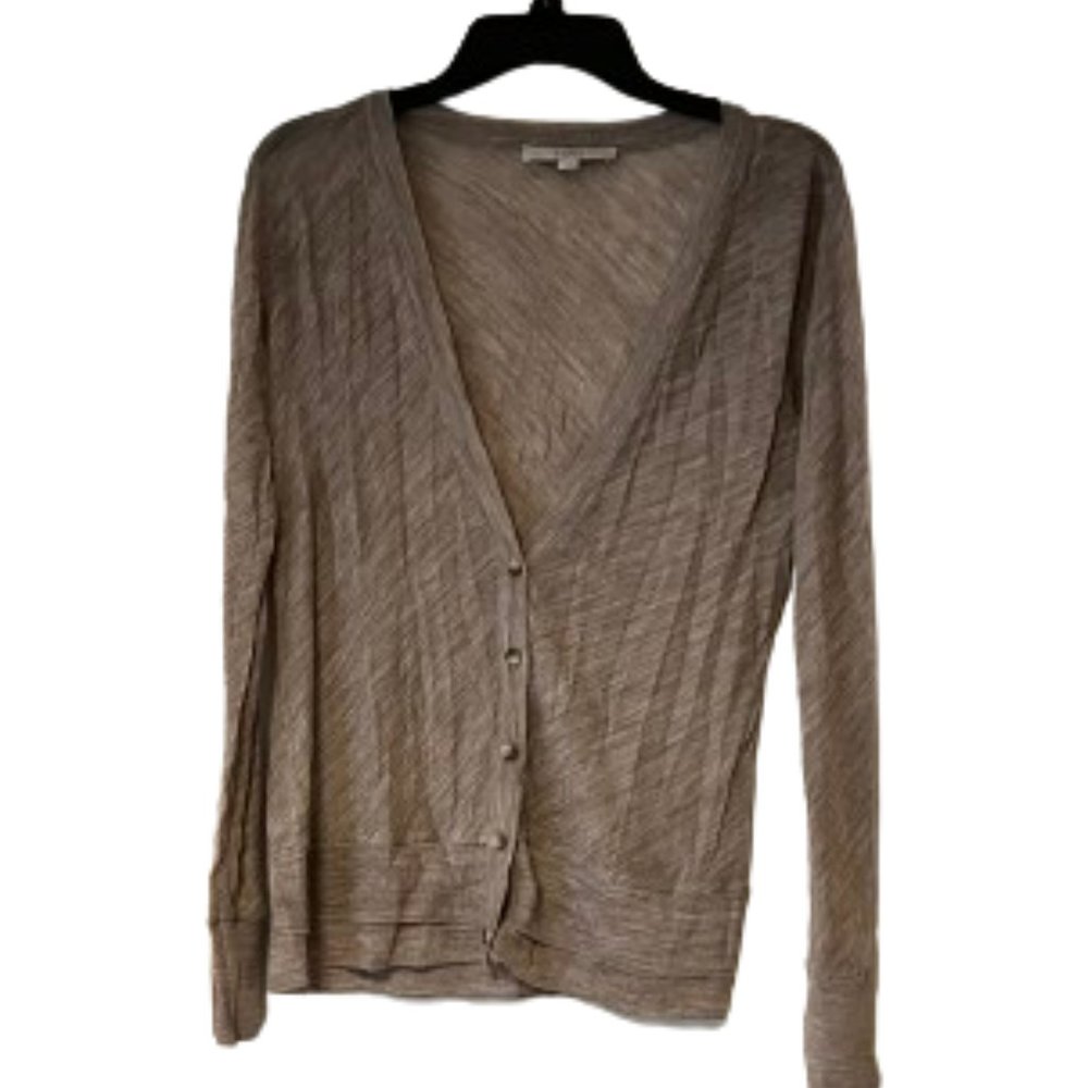 Loft Semi-Sheer Tan Cardigan, 29% Wool - Medium
